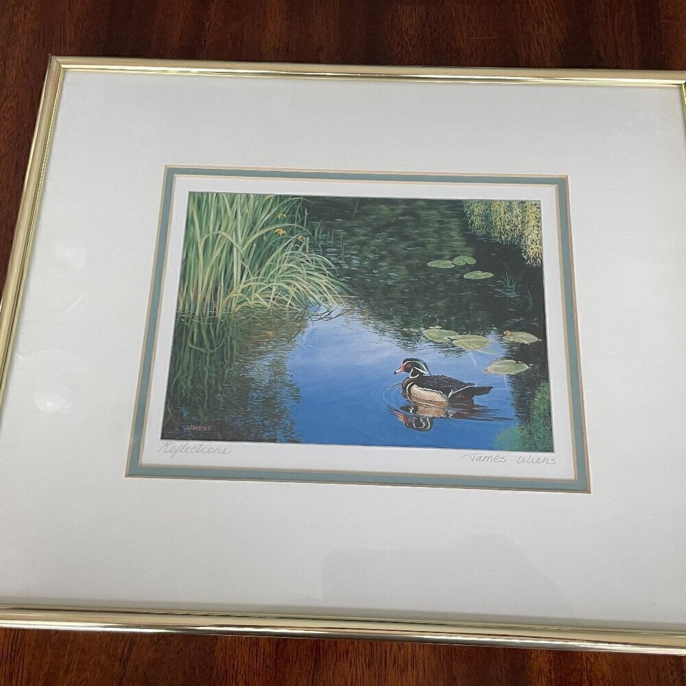 JAMES WIENS PRINT "REFLECTIONS" SIGNED AND FRAMED 13.5" x 11"!